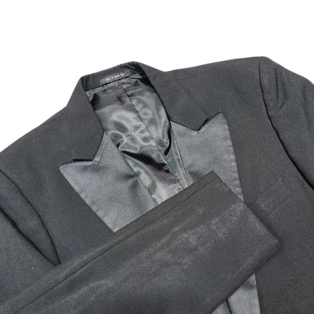 Jean-Yves Tuxedo Jacket‎ Mens 39R Black Wool Peak Lapel Formal Wedding Blazer